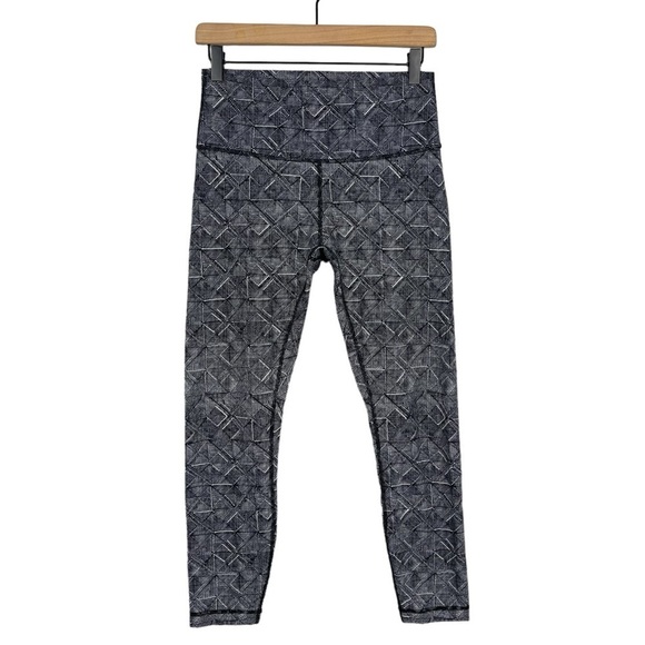 Lululemon Leggings Womens 8 High Rise Wunder Under 7/8 Tight Printed Gym Active - Picture 1 of 8